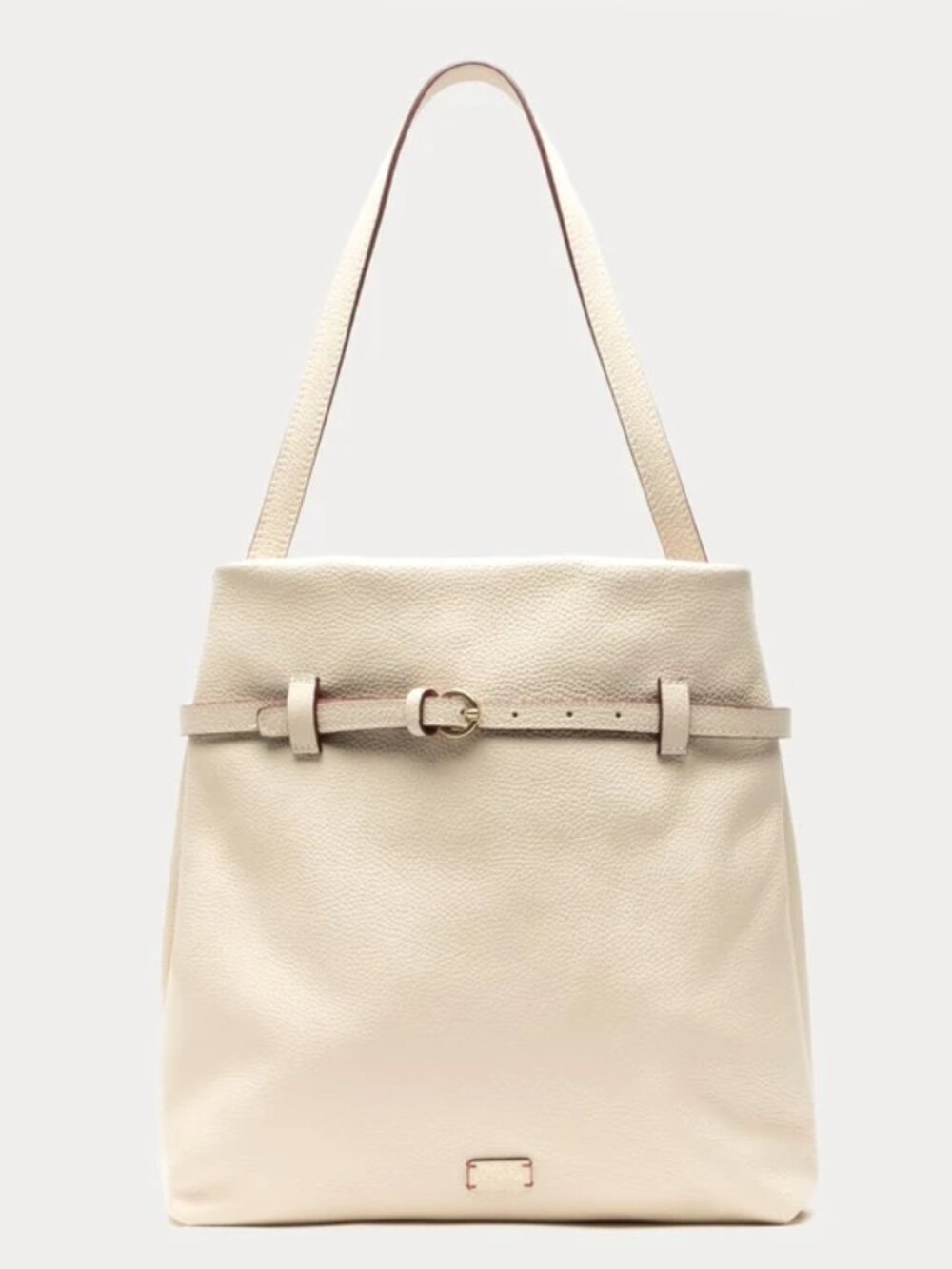 NWT Frances Valentine Charlie Shoulder Bag in Oyster Ivory Cream Tumbled Leather